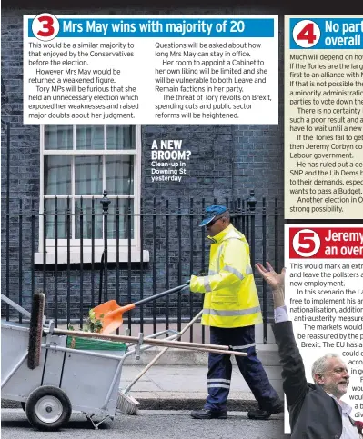  ??  ?? A NEW BROOM? Clean-up in Downing St yesterday