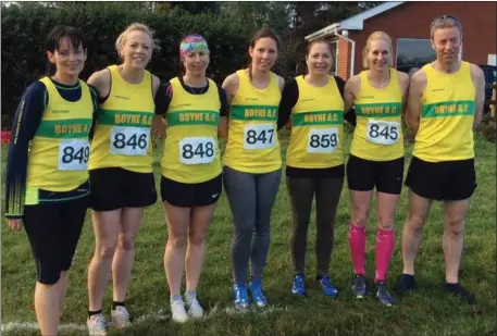  ??  ?? Boyne AC athletes at the Louth Masters Cross Country Championsh­ips.