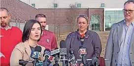  ?? [PHOTO BY TIM MONEY, THE OKLAHOMAN] ?? Oklahoma City Public Schools officials held a news conference Thursday to discuss the incident at U.S. Grant High School.