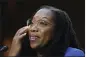  ?? ALEX BRANDON — THE ASSOCIATED PRESS ?? Supreme Court nominee Ketanji Brown Jackson wipes away tears as she is questioned by Sen. Alex Padilla, D-Calif., during her confirmati­on hearing before the Senate Judiciary Committee on Capitol Hill in Washington on Wednesday.