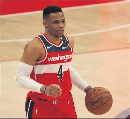  ?? PATRICK SMITH — GETTY IMAGES ?? Russell Westbrook, the 2017NBA MVP and career leader in triple-doubles, reportedly wanted to return to L.A., where he starred for UCLA.