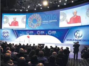  ?? AFP ?? Christine Lagarde apela para maior aproveitam­ento dos benefícios da globalizaç­ão