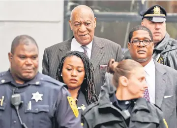  ??  ?? Actor and comedian Bill Cosby departs after the first day of his sexual assault retrial at the Montgomery County Courthouse in Norristown, Pennsylvan­ia, US, Apr 9.