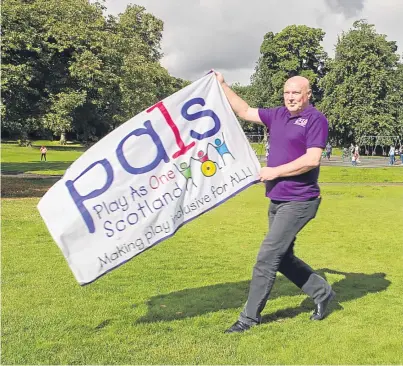  ?? Picture: Steven Brown. ?? Left: John Nicol of Play As One Scotland. Above: artist’s impression­s of what the proposed accessible play park will look like.