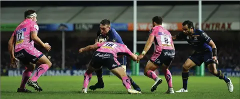  ??  ?? Jack Conan of Leinster is tackled by Jack Yeandle of Exeter Chiefs during their Champions Cup game at Sandy Park.