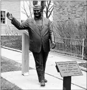  ?? CARLOS OSORIO/AP ?? A statue of former Dearborn, Mich., Mayor Orville Hubbard was moved and now stands beside a small museum.