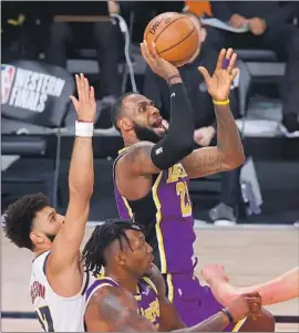  ?? L eBRON JAMES Kevin C. Cox Getty Images ?? delivered 38 points, 16 rebounds and 10 assists in Game 5 against Denver to reach his ninth NBA Finals in 10 seasons.