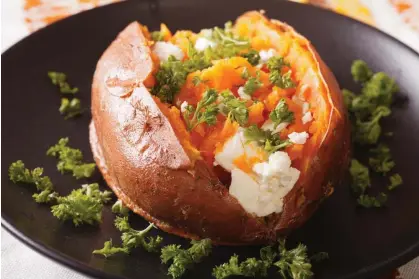  ?? Photograph: Sergii Koval/Alamy ?? Start sweet potatoes off in the microwave – ‘maybe 10 minutes’, says cook Melissa Thompson – ‘then finish them in a super-hot oven or energy-efficient air fryer.’