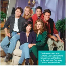  ?? ?? The Friends cast – Matt LeBlanc, Lisa Kudrow, David Schwimmer and Matthew at the back, and Courteney Cox and Jennifer in front.