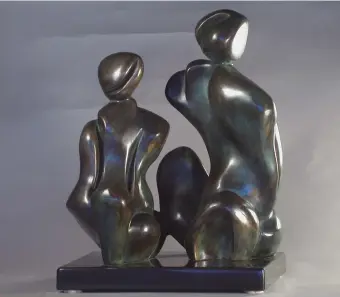  ??  ?? "Harmonious" Bronze Sculpture, 8"x11"x15"