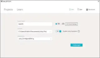  ??  ?? Création d’un nouveau projet 2D sous Unity 3D.