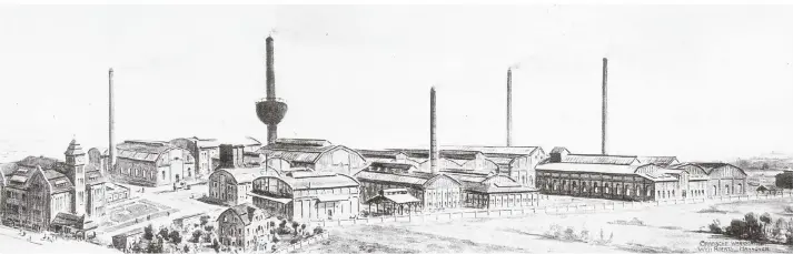  ?? FOTO: KREISARCHI­V VIERSEN, LS NR. 25975 ?? Das Stahlwerk Becker, hier kurz nach seiner Fertigstel­lung um 1910, machte Willich zum Standort von Großindust­rie.
