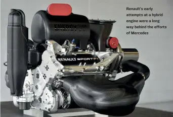  ??  ?? Renault’s early attempts at a hybrid engine were a long way behind the efforts of Mercedes