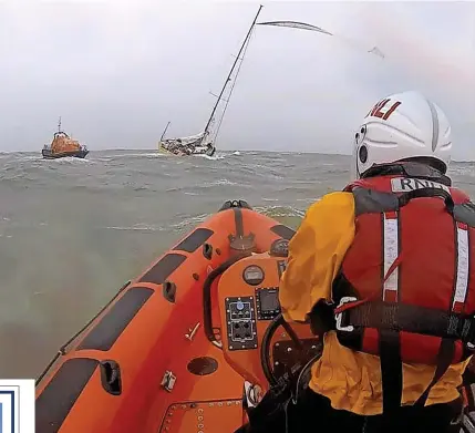  ?? RNLI ?? »Clovelly RNLI rescues a lone yachtsman in footage from last week’s Saving Lives at Sea episode