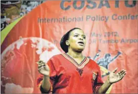  ??  ?? Frontrunne­r: Cosatu deputy Zingiswa Losi is in the running to be elected president of the trade union federation at its elective congress next month. Photo: Lucky Maibi/Gallo Images