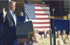  ?? — AFP/Reuters ?? President Donald Trump speaks during his address to the nation from Joint Base Myer-Henderson Hall in Arlington, Virginia. of Trump’s speech, in Kabul on Tuesday.