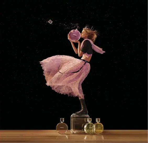  ??  ?? Jean-Paul Goude, Chance: Bowling, Eau Tendre, final image, Paris 2015.