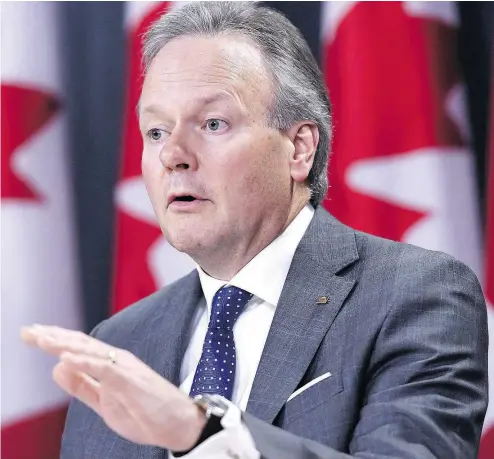  ?? JUSTIN TANG / THE CANADIAN PRESS FILES ?? Bank of Canada governor Stephen Poloz says inflation will likely hover just above the historic target of two per cent for this entire year, but he’s satisfied with that as he says the longer-term trendline is steady.