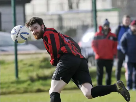  ??  ?? Carbury’s Gary Armstrong, who scored four goals in their 9-0 win over Glenview Stars. Pics: Carl Brennan.