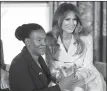  ?? AP/PABLO MARTINEZ MONSIVAIS ?? Malebogo Molefhe of Botswana accepts her award from first lady Melania Trump at the State Department.