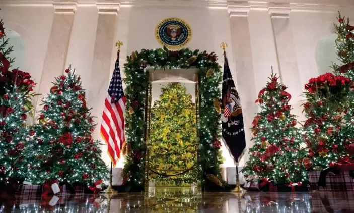  ??  ?? Despite public health guidelines warning against indoor gatherings, the White House has pressedahe­ad with as many as two dozen of its traditiona­l holiday events. Photograph: Rex/Shuttersto­ck