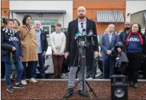  ?? ?? Sunnyvale City Councilmem­beer Richard Mehlinger, seen speaking at the news conference, wants to see more oversight of the finances of all charter schools and to raise awareness of such issues.