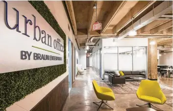  ?? Braun Enterprise­s ?? Urban Office by Braun Enterprise­s offers private office spaces starting at $700 a month. Amenities include conference rooms, lounge areas and coffee bars.