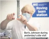  ??  ?? Boris Johnson during yesterday’s site visit