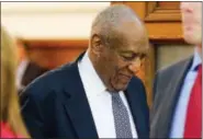  ?? THE ASSOCIATED PRESS ?? Actor Bill Cosby walks out of the courtroom during a break in his sexual assault trial at the Montgomery County Courthouse in Norristown on Thursday.