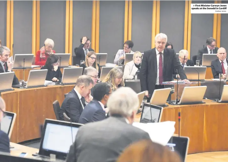  ?? Andrew James ?? &gt; First Minister Carwyn Jones speaks at the Senedd in Cardiff