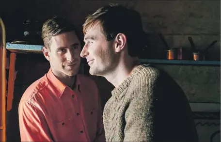  ?? Kudos for BBC and Masterpiec­e ?? OFFICERS (Oliver Jackson-Cohen, left, and James McArdle) fall in love in 1940s England in the time-spanning “Man in an Orange Shirt.”