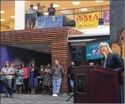  ??  ?? Wright State University hosted a welcome reception for its new president, Cheryl Schrader, on Thursday. It marked the first time Schrader has spoken publicly since starting her new job on Saturday.