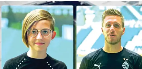  ?? SCREENSHOT­S: DR ?? Im Lernvideo zu der besonderen Technik trifft Junior-Uni-Studentin Elli (13) Borussia-Spieler Patrick Herrmann. Er demonstrie­rt den Schuss in der Praxis.