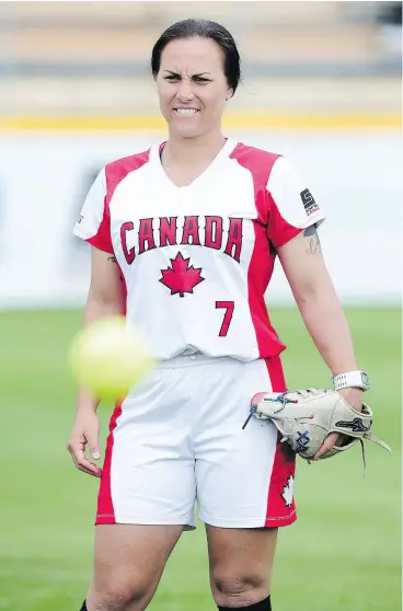  ?? NICK PROCAYLO/PNG FILES ?? Coming off a strong performanc­e at the World Cup of Softball, Port Coquitlam’s Jenn Salling will be in the lineup tonight against the Philippine­s.