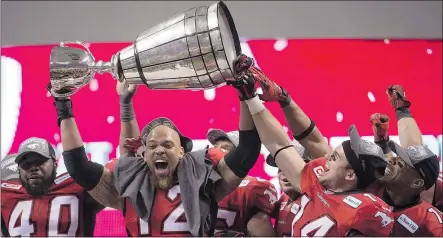  ?? — PHOTOS: THE CANADIAN PRESS FILES ?? By Calgary standards, this off-season amounted to a winter of adversity, but in fact the Stamps’ depth is so strong they’ll likely be one of the league’s favourites again in 2015.