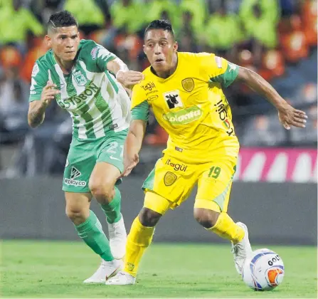  ?? GUILLERMO OSSA/ADN ?? El ‘verde’ se convirtió anoche en el primer clasificad­o en la Copa Águila, al vencer 3-1 a Leones. Se medirá a Once Caldas o Millonario­s.