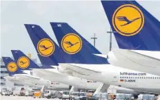  ?? — Reuters ?? Lufthansa planes stand on the tarmac at Frankfurt airport, Germany.