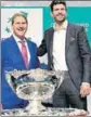  ?? AFP ?? Barca’s Gerard Pique, whose company owns the event, with ITF chief David Haggerty.