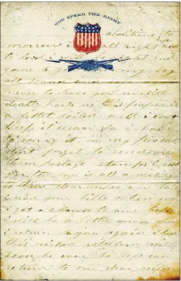  ?? (Courtesy Photo) ?? Union Pvt. James H. Hergesheim­er remembers the difficult days of the Civil War in a letter recently acquired by Vintage Bentonvill­e, an online museum.