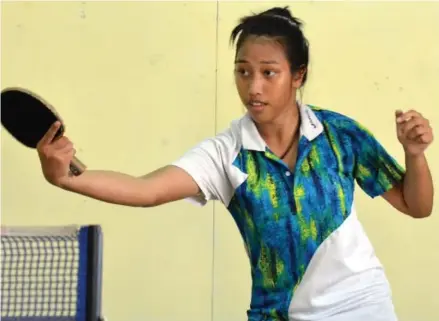  ?? Photo: Vilimoni Vaganalau ?? Fiji table tennis rep Sally Yee during training on April 7, 2017.