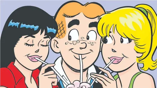  ??  ?? GOOD CLEAN FUN: Nowadays, Veronica, Archie and Betty would use those straws to snort coke