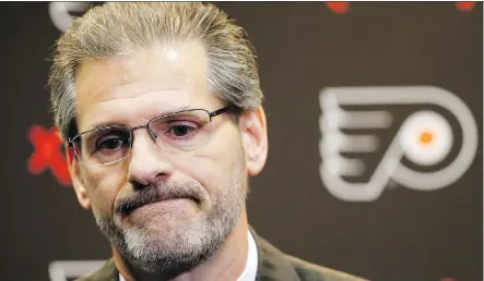  ?? MATT ROURKE/AP/FILES ?? The Philadelph­ia Flyers have fired general manager Ron Hextall with the team holding a 10-11-2 record and coming off a 6-0 drubbing by the Toronto Maple Leafs on Hockey Night in Canada. Hextall, one of the most popular players in team history, was in his fifth season as GM.