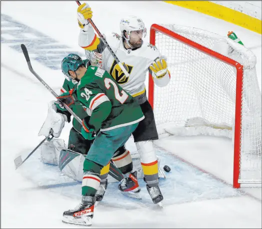  ?? Andy Clayton-king The Associated Press ?? The Knights’ Alex Tuch is called for goaltender interferen­ce in Game 6, nullifying a goal by Chandler Stephenson, not in photo.