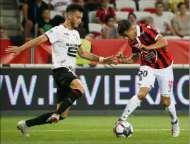  ?? (Photo Sébastien Botella) ?? Youcef Atal a fait le show, vendredi soir, à l’Allianz Rivieira contre Rennes.