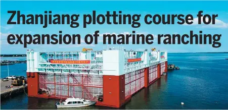  ?? ZHANG LING / FOR CHINA DAILY ?? Haiwei No 2, a giant maricultur­e platform in South China’s Guangdong province, comes into operation in Zhanjiang in June 2023.