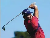  ?? GREGORY BULL/ASSOCIATED PRESS ?? Patrick Reed hits from the second tee on the South Course during the final round of the Farmers Insurance Open at Torrey Pines on Sunday. Reed shot 4-under 68 and won by 5 shots.