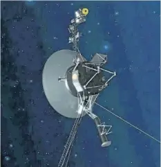  ?? THE ASSOCIATED PRESS ?? Above: A rendering provided by NASA of Voyager 1. NASA successful­ly performed a thruster test on Voyager 1, a spacecraft 20-billion km away to see if engineers could use the thrusters to point Voyager 1’s antenna toward Earth.