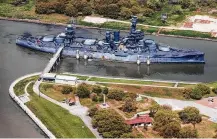  ?? Brett Coomer / Staff photograph­er ?? The USS Texas is more than 100 years old and saw action in both world wars. Its rusting hull is paper-thin in some places, leading to its temporary move to Alabama for maintenanc­e.