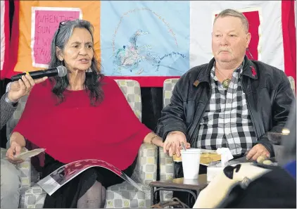  ?? CP PHOTO ?? Miriam Saunders, mother of Loretta Saunders, along with her husband Clayton Saunders, testifies Monday at the National Inquiry into Missing and Murdered Indigenous Women and Girls, in Membertou, N.S.
