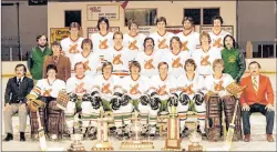  ?? SUBMITTED PHOTO ?? The 1978 University College of Cape Breton Capers men’s hockey team. Front row, from left: assistant coach Paul Hanna, Graham Grant, Matt Batherson, Archie Ferguson, Marty Kolanko, Jeff Cadegan, Frank Wludyka, Rick MacDonald, head coach Carl (Bucky) Buchanan; middle row, from left: equipment manager Dave Lecky, general manager Bill MacQueen, Stan Wadden, Danny Batherson, Joey Andrea, Mike O’Leary, Kenny MacNeil, trainer Bruce Clamp; back row, from left: Mark MacDonald, Gary Buckland, George MacLean, Kevin MacRae, Dave O’Quinn, Mike Peck. Missing – Bruce MacDonald.